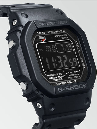 Angle shot of Casio G-Shock GW-M5610U-1BER Black Resin Mens Watch on white background