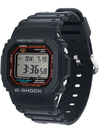 Angle shot of Casio G-Shock GW-M5610U-1ER Black Resin Mens Watch on white background