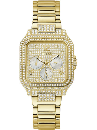 Front view of Guess GW0472L2 Gold Stainless Steel Womens Watch on white background