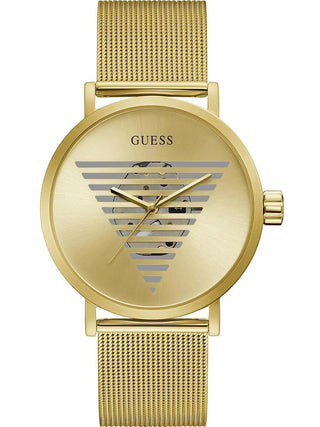 Front view of Guess Gt Idol GW0502G1 Gold Stainless Steel Unisex Watch on white background