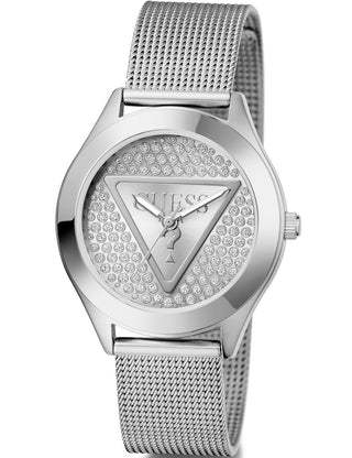 Angle shot of Guess GW0835L1 Silver Stainless Steel Womens Watch on white background