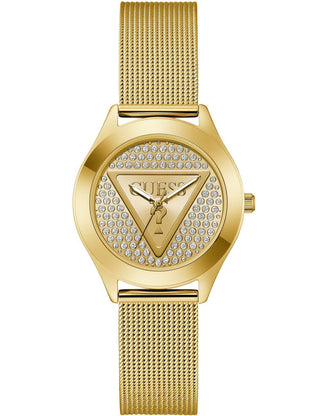 Front view of Guess GW0835L2 Gold Stainless Steel Womens Watch on white background