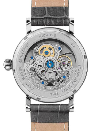 Angle shot of Ingersoll 1892 I00402B Grey Leather Unisex Watch on white background
