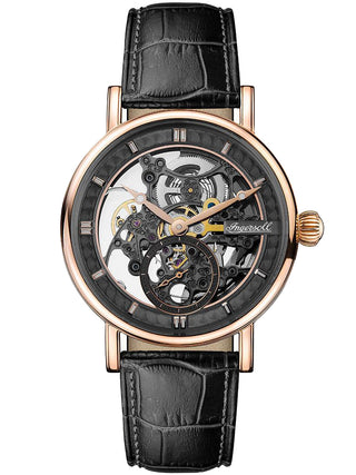 Angle shot of Ingersoll 1892 I00403B Grey Dial Black Leather Unisex Watch on white background