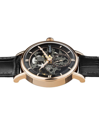Angle shot of Ingersoll 1892 I00403B Grey Dial Black Leather Unisex Watch on white background