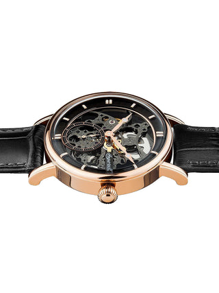 Angle shot of Ingersoll 1892 I00403B Grey Dial Black Leather Unisex Watch on white background