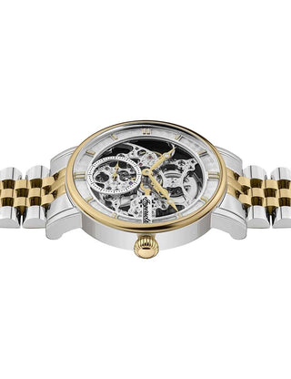 Angle shot of Ingersoll 1892 I00414 Silver Dial Gold Stainless Steel Unisex Watch on white background