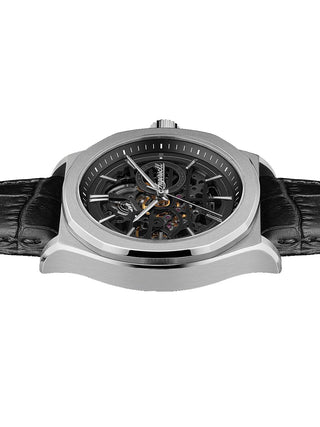 Angle shot of Ingersoll 1892 I09302B Black Leather Unisex Watch on white background