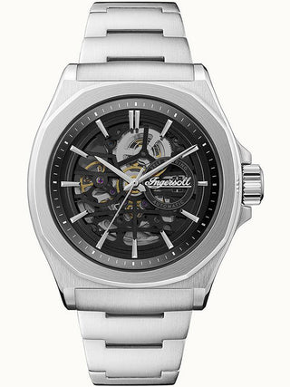 Angle shot of Ingersoll 1892 I09303 Black Dial Silver Stainless Steel Unisex Watch on white background