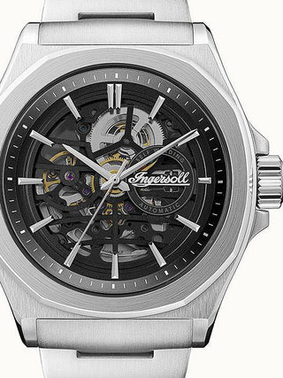 Front view of Ingersoll 1892 I09303 Black Dial Silver Stainless Steel Unisex Watch on white background
