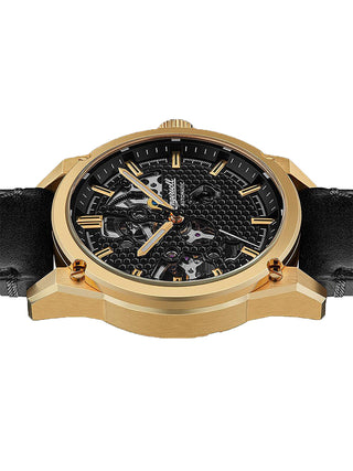Angle shot of Ingersoll 1892 I11601 Black Leather Unisex Watch on white background