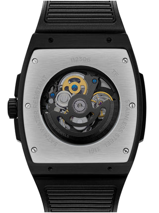 Angle shot of Ingersoll 1892 I12306 Silver Dial Black Leather Unisex Watch on white background