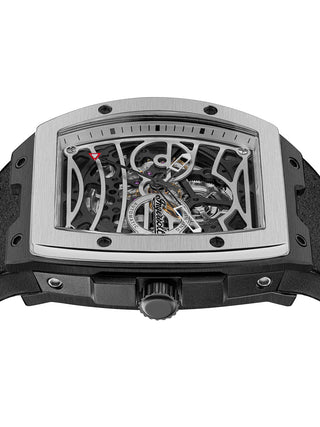 Angle shot of Ingersoll 1892 I12306 Silver Dial Black Leather Unisex Watch on white background
