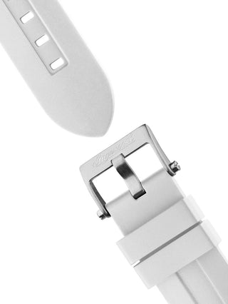 Angle shot of Ingersoll 1892 I12309 Gold Dial White Silicone Unisex Watch on white background