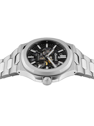 Angle shot of Ingersoll 1892 I12501 Black Dial Silver Stainless Steel Unisex Watch on white background