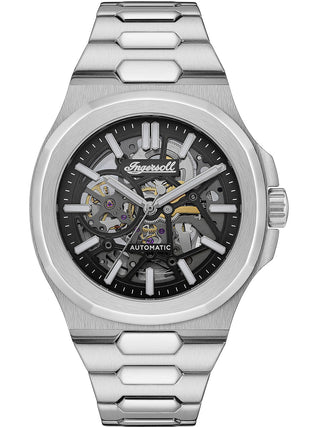 Angle shot of Ingersoll 1892 I12501 Black Dial Silver Stainless Steel Unisex Watch on white background