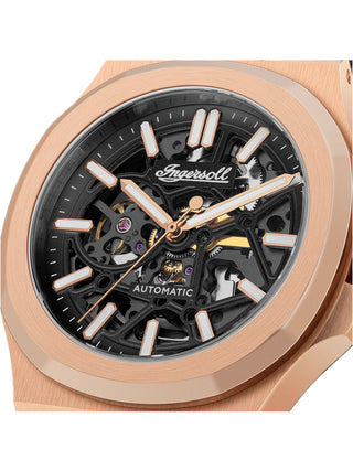 Angle shot of Ingersoll 1892 I12505 Black Dial Brown Leather Unisex Watch on white background