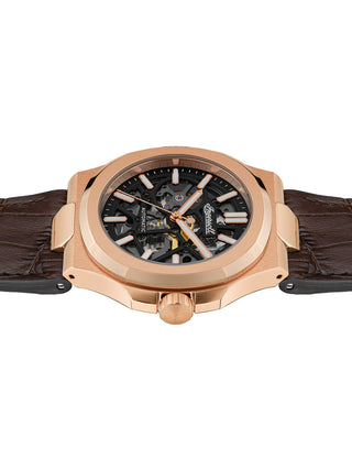 Angle shot of Ingersoll 1892 I12505 Black Dial Brown Leather Unisex Watch on white background