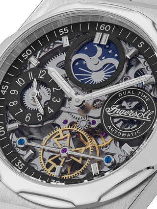 Angle shot of Ingersoll 1892 I12901 Black Dial Silver Stainless Steel Unisex Watch on white background