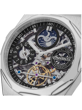 Angle shot of Ingersoll 1892 I12903 Black Leather Unisex Watch on white background