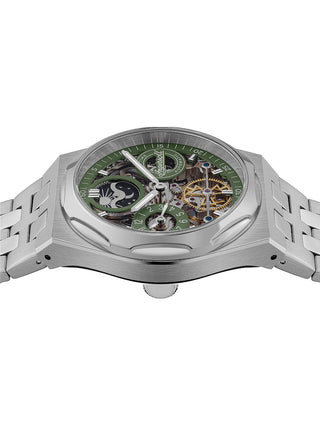 Angle shot of Ingersoll 1892 I12905 Gold Dial Silver Stainless Steel Unisex Watch on white background