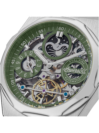 Angle shot of Ingersoll 1892 I12905 Gold Dial Silver Stainless Steel Unisex Watch on white background