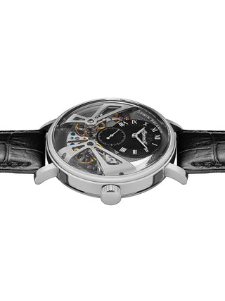 Angle shot of Ingersoll 1892 I13103 Grey Dial Black Leather Unisex Watch on white background
