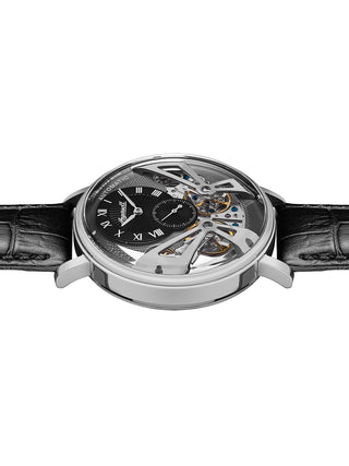 Angle shot of Ingersoll 1892 I13103 Grey Dial Black Leather Unisex Watch on white background