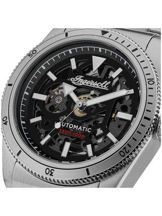 Angle shot of Ingersoll 1892 I13903 Black Dial Brown Stainless Steel Unisex Watch on white background