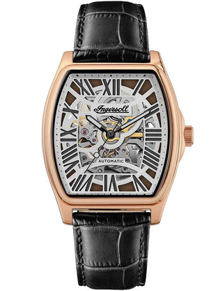 Front view of Ingersoll 1892 I14201 Silver Dial Black Leather Unisex Watch on white background