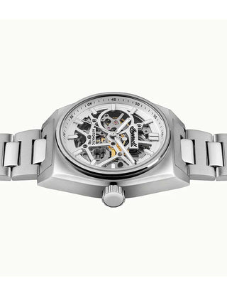 Angle shot of Ingersoll 1892 I14303 Silver Dial Black Stainless Steel Unisex Watch on white background