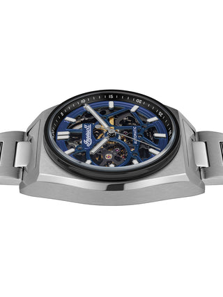 Angle shot of Ingersoll 1892 I14305 Blue Dial Silver Stainless Steel Unisex Watch on white background