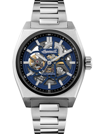 Front view of Ingersoll 1892 I14305 Blue Dial Silver Stainless Steel Unisex Watch on white background