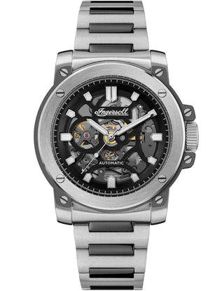 Front view of Ingersoll 1892 I14403 Black Dial Grey Stainless Steel Unisex Watch on white background
