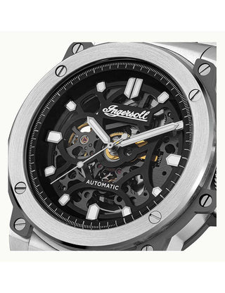 Angle shot of Ingersoll 1892 I14403 Black Dial Grey Stainless Steel Unisex Watch on white background