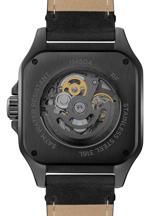 Angle shot of Ingersoll 1892 I14504 Black Leather Unisex Watch on white background