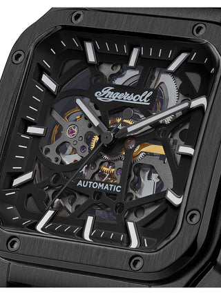 Angle shot of Ingersoll 1892 I14504 Black Leather Unisex Watch on white background