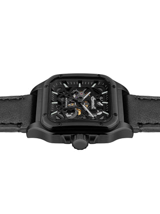 Angle shot of Ingersoll 1892 I14504 Black Leather Unisex Watch on white background