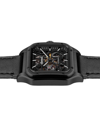 Angle shot of Ingersoll 1892 I14504 Black Leather Unisex Watch on white background
