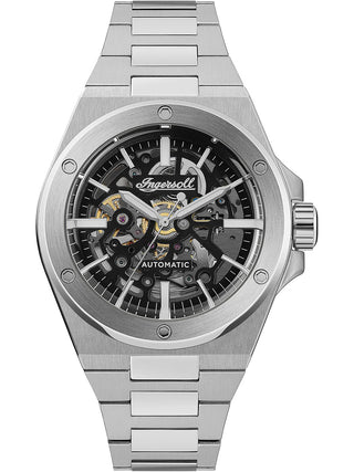 Front view of Ingersoll 1892 I15002 Black Dial Silver Stainless Steel Unisex Watch on white background