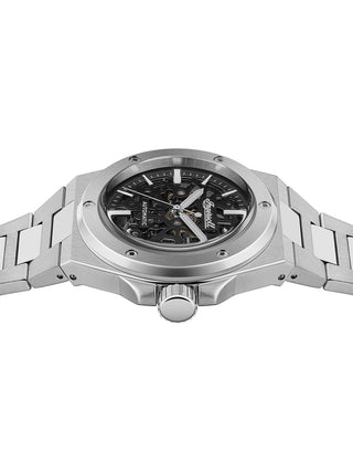 Angle shot of Ingersoll 1892 I15002 Black Dial Silver Stainless Steel Unisex Watch on white background