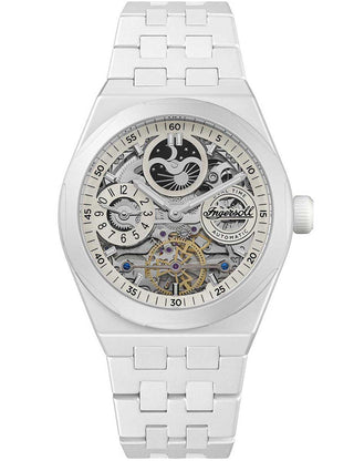 Front view of Ingersoll 1892 I15103 White Unisex Watch on white background