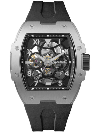 Front view of Ingersoll 1892 I15301 Black Silicone Unisex Watch on white background
