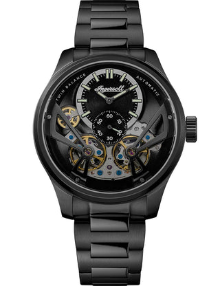 Front view of Ingersoll 1892 I16102 Black Stainless Steel Unisex Watch on white background