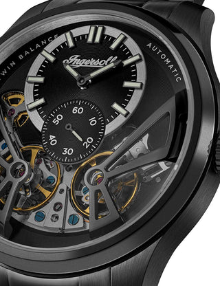 Angle shot of Ingersoll 1892 I16102 Black Stainless Steel Unisex Watch on white background
