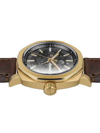 Angle shot of Ingersoll 1892 I16402 Black Dial Brown Leather Unisex Watch on white background