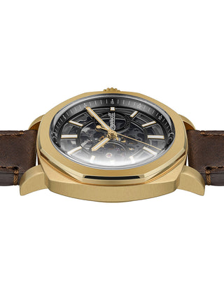 Angle shot of Ingersoll 1892 I16402 Black Dial Brown Leather Unisex Watch on white background