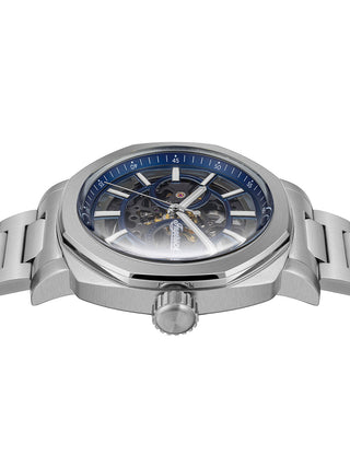 Angle shot of Ingersoll 1892 I16403 Blue Dial Silver Stainless Steel Unisex Watch on white background