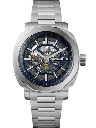 Front view of Ingersoll 1892 I16403 Blue Dial Silver Stainless Steel Unisex Watch on white background