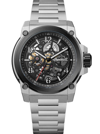 Front view of Ingersoll 1892 I16601 Black Dial Silver Stainless Steel Unisex Watch on white background